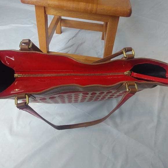 Coach Tote Brown with Red Orange Splotches - Picture 6 of 8